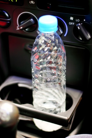 plastic bottles in the car